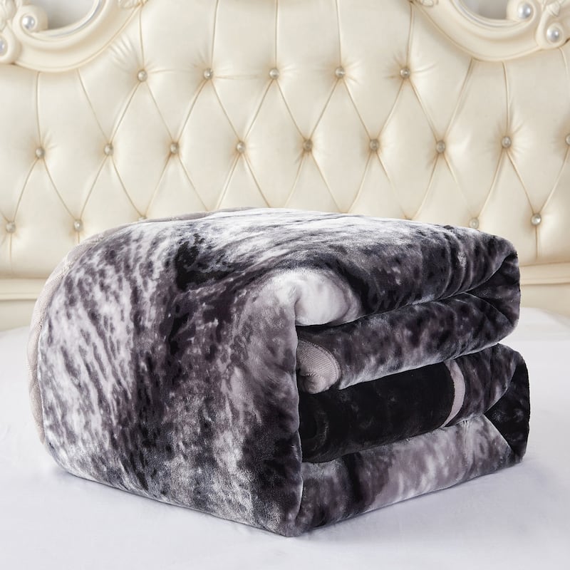 2 Ply A&B Printed Raschel Bed Blanket 85" x 95"-10 Pounds