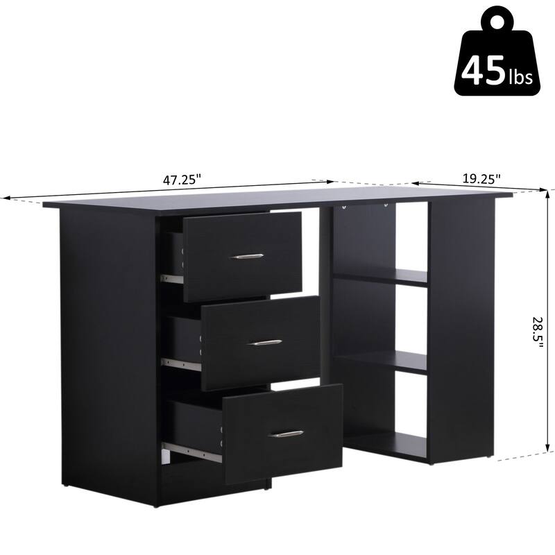 Modern Home Office Computer Desk Bookcase Combo Writing Table Workstation