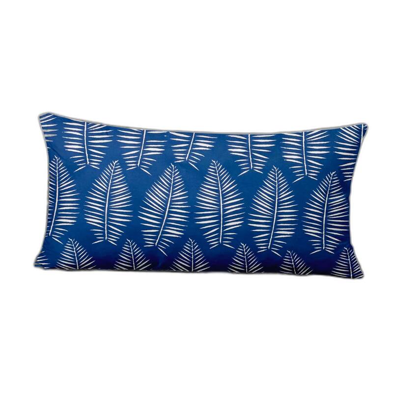 HomeRoots 12" X 24" Blue and White Tropical Indoor Outdoor Throw Pillow Cover - 24' X '12' X '0.5