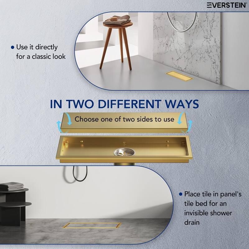 12-inch Linear Shower Drain With Solid Cover in Stainless Steel