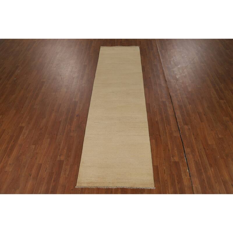 Solid Gabbeh Modern Runner Rug Handmade Wool Carpet - 2'9"x 9'8"