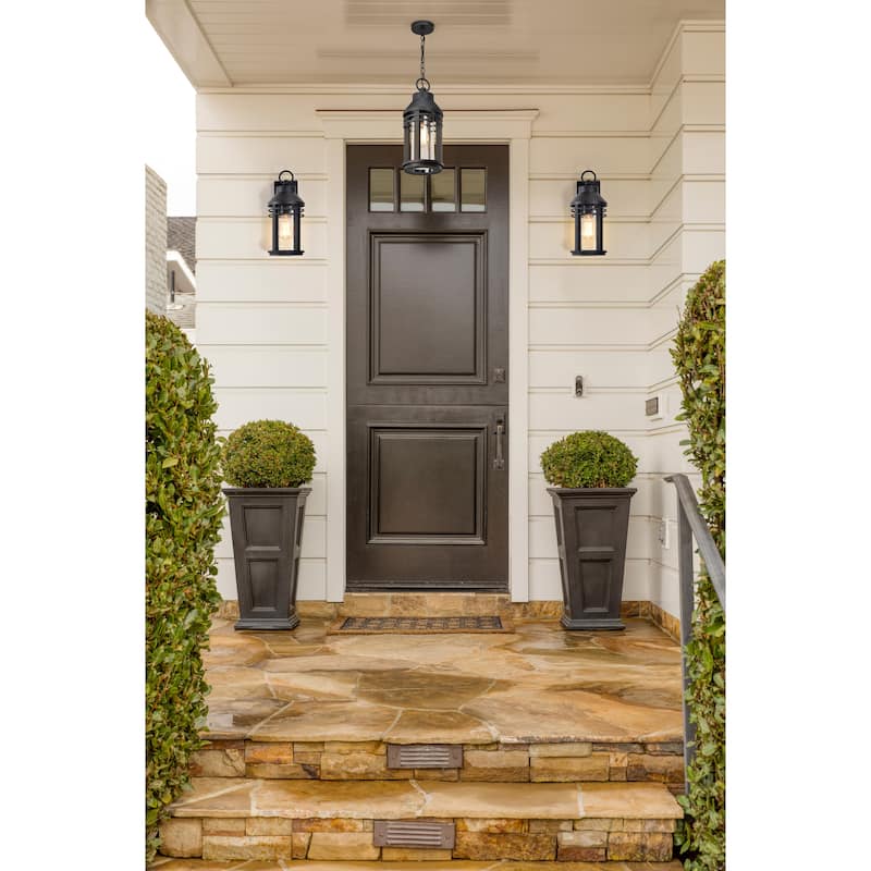 Wilton 1 Light Medium Wall Lantern Matte Black with Clear Seeded Glass