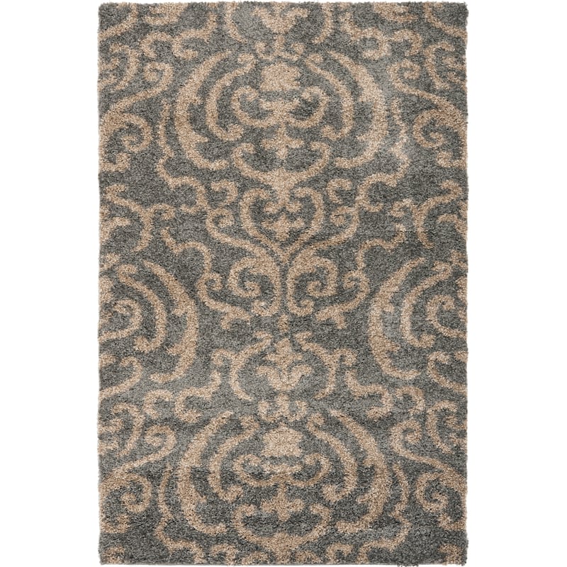 SAFAVIEH Florida Shag Frachia Ornate Damask 1.2-inch Thick Rug