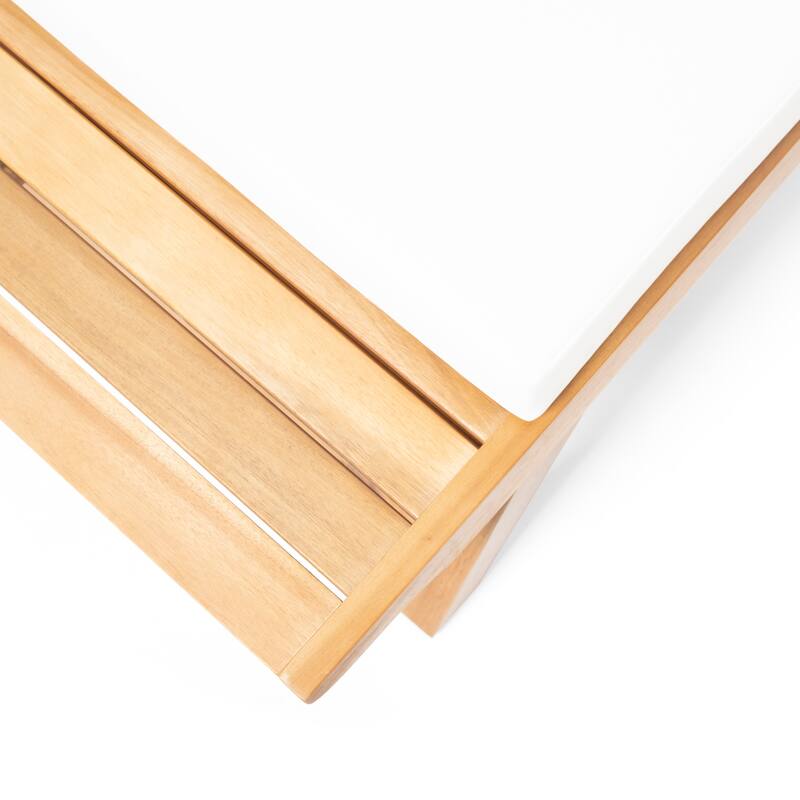 Roomfitters Outdoor Wood Loveseat with Cushions, Patio Seating Bench