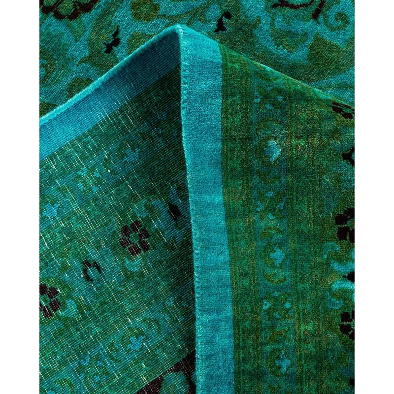 Overton Hand Knotted Wool Vintage Inspired Modern Contemporary Overdyed Blue Area Rug - 10' 2" x 16' 4"