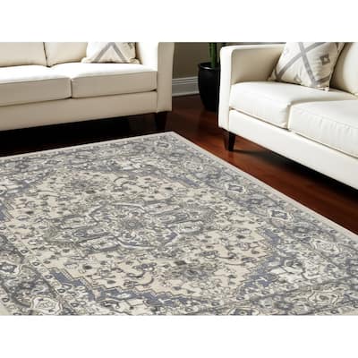 Power Loomed Floral Traditional Durable Area Rug - 142' X '106' X '0.32
