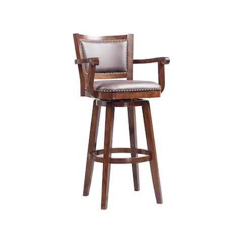 Broadmoor Brown Rubberwood Extra Tall Swivel Bar Stool