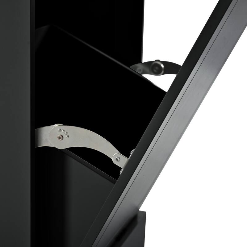 48.50'' Fluted Kitchen Island with Power Outlet, Rolling Wheels, 3 Drawer, 3 Open Side Racks and 10 Gallon Garbage Bin