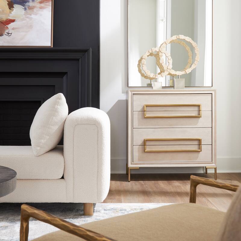 4 Drawer Wooden Accent Chest - 35" - Beige and Gold
