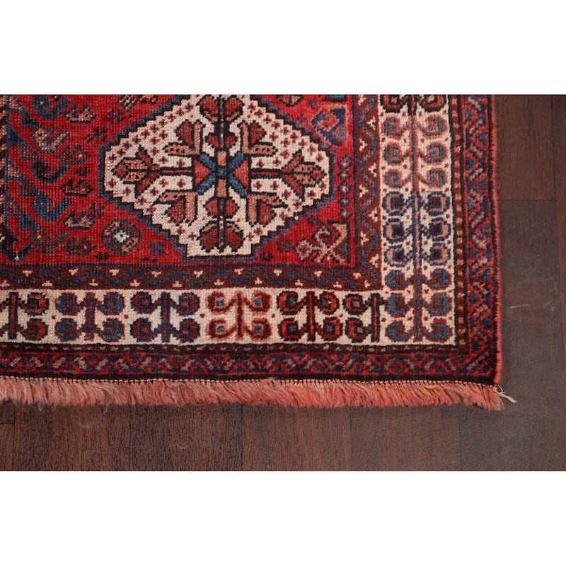 Pre-1900 Antique Vegetable Dye Shiraz Persian Wool Area Rug Handmade - 3'9" x 5'1"