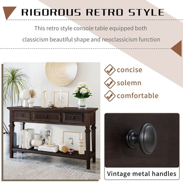 Classic Retro Style Console Table with Three Top Drawers Bed Bath Beyond 37425046