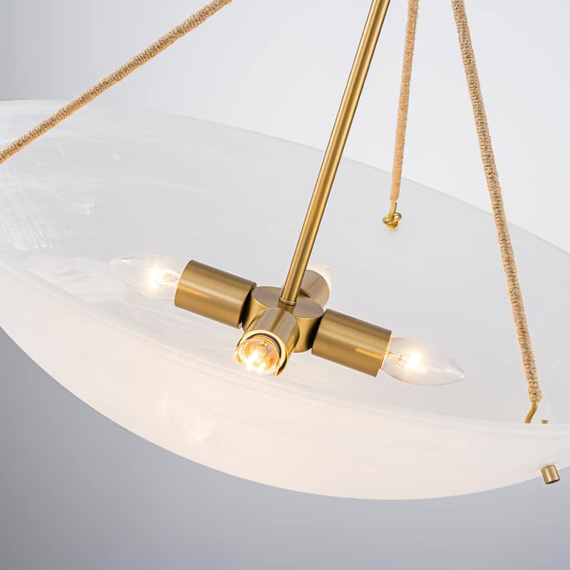 4-Light Glass Chandelier Pendant Light for Kitchen Island - Brass