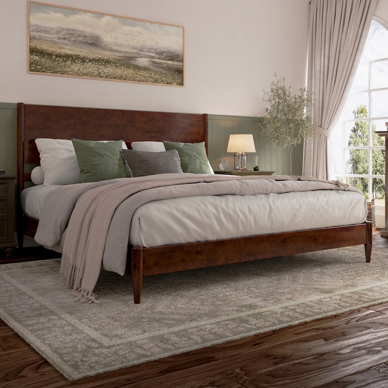 Pasadena Solid Wood Low Profile Platform Bed - Walnut - King