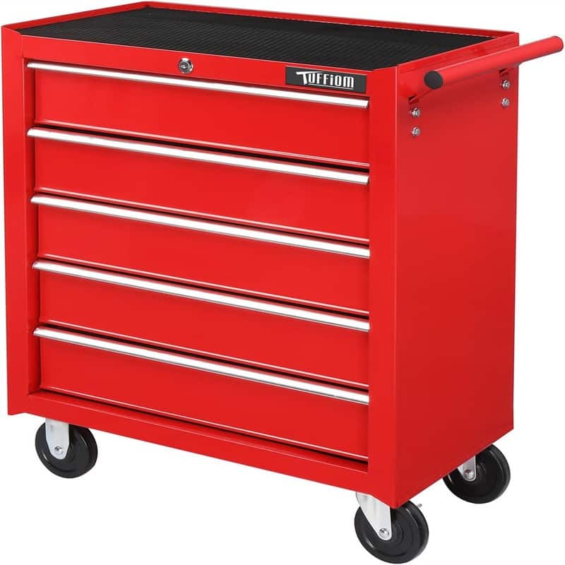 5-Drawer Rolling Tool Chest w/Lock & Key - 24.41 In. W X 31.1 In. H X 12.99 In. D