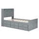 preview thumbnail 9 of 10, Twin Size Bed Frame, Storage Headboard, Outlets,Trundle,3 Drawers,Gray