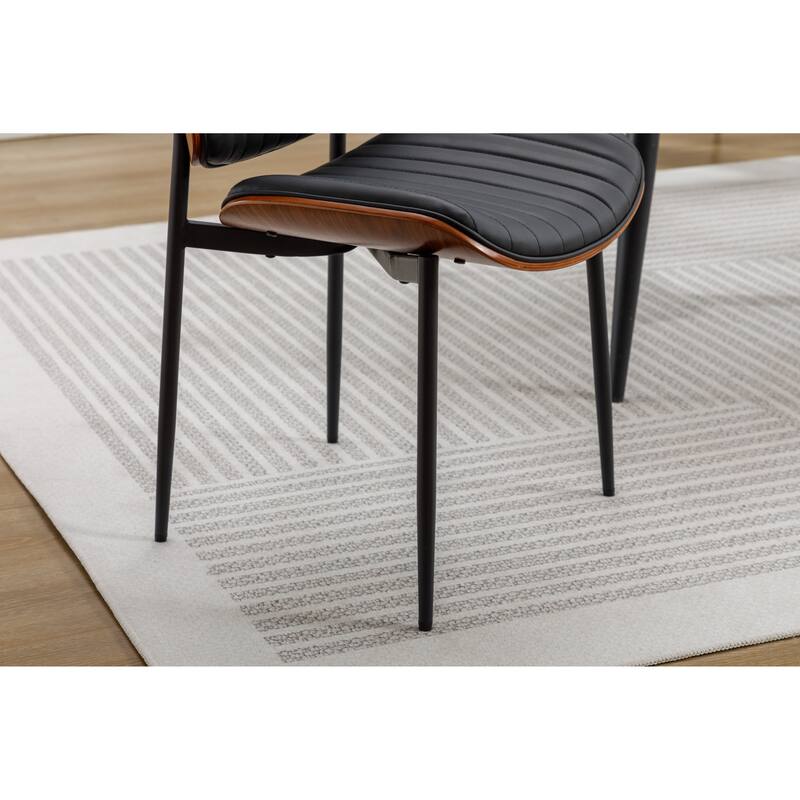 Set of 2 Mid-Century Modern Upholstered Dining Chaies with Metal Legs