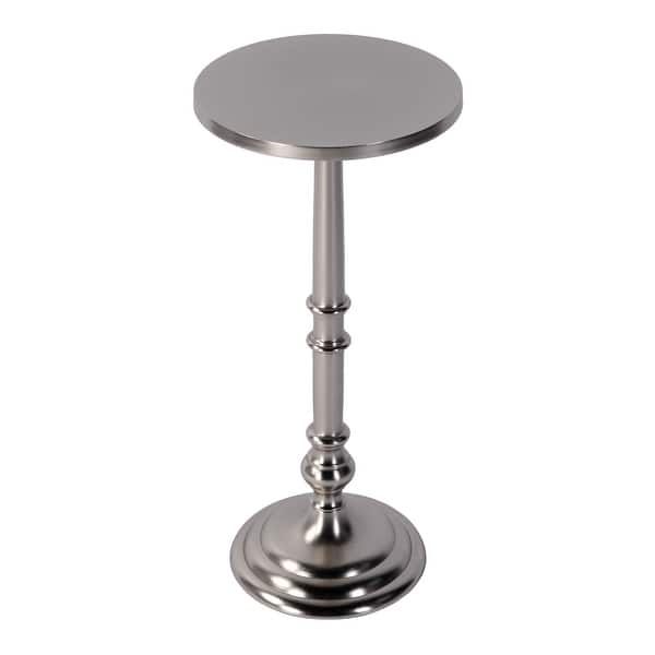 slide 2 of 3, Garland 10 in. W Round All Metal Pedestal Base End Table Silver
