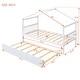 preview thumbnail 5 of 7, White Whimsical Twin Size Wooden House Bed with Trundle - Solid Pine Construction