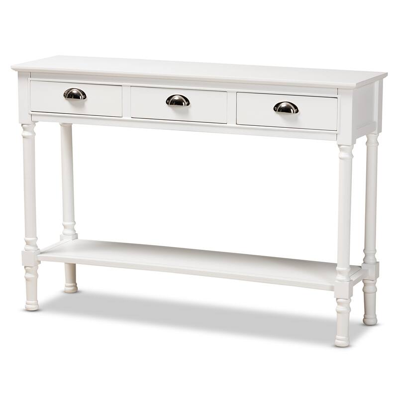 Garvey 3-Drawer Wood Entryway Console Table - White