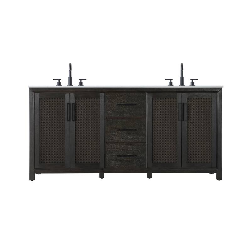 Elegant Lighting VF29572D Alina 72" Free Standing Double Basin Vanity - Chocolate Oak - Oak Finish