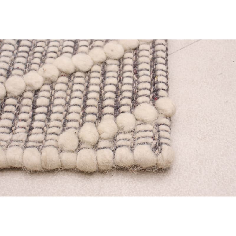 ECARPETGALLERY Braid weave Sienna Grey Wool Rug - 6'1 x 9'4