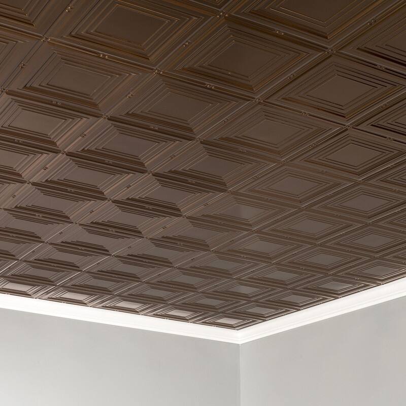 FASÄDE Portrait Decorative Vinyl 2ft x 4ft Glue Up Ceiling Panel in Oil Rubbed Bronze (5 Pack)