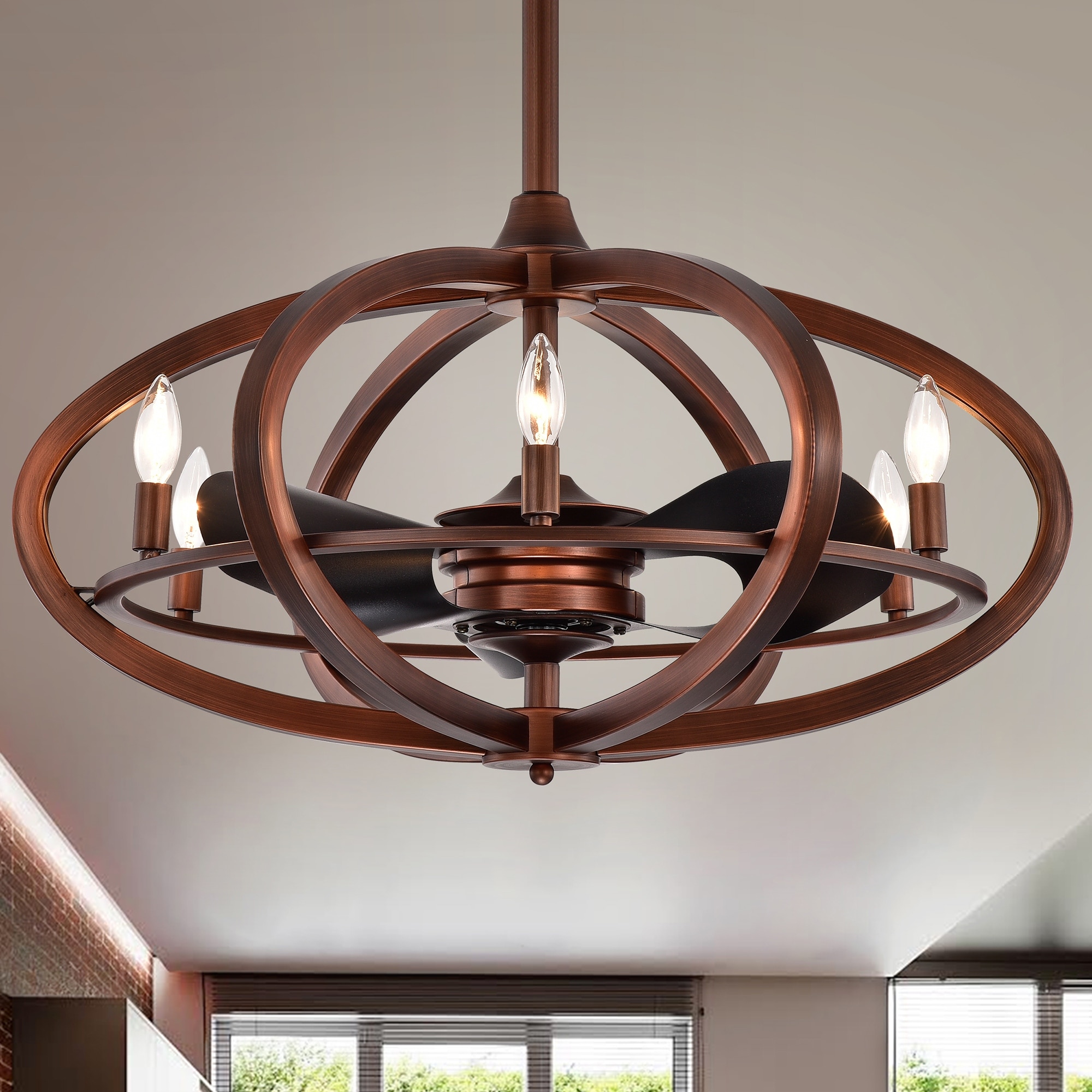 Warehouse of Tiffany Raton 29-inch Antique Bronze Ceiling Fan 6 Light