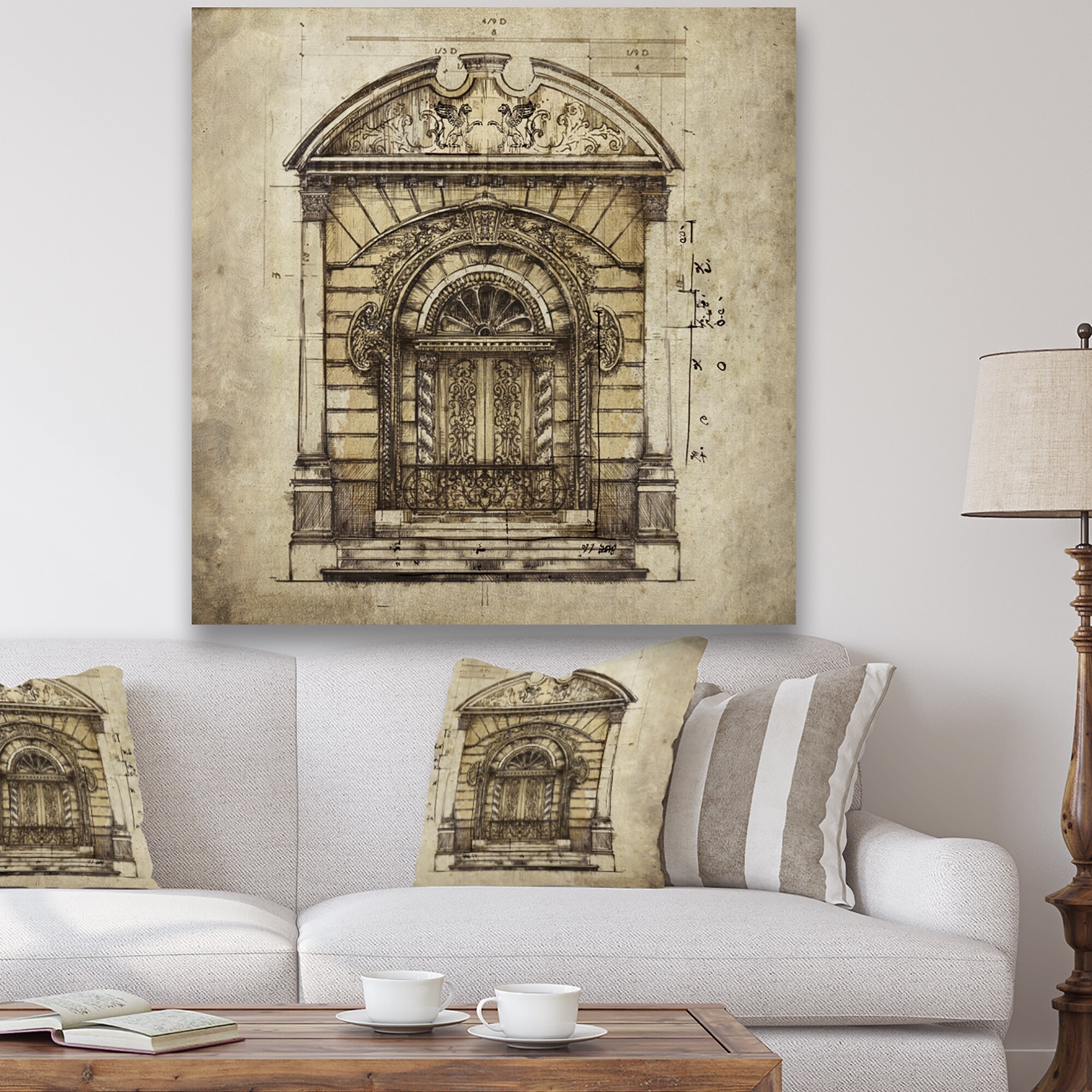 Shop Designart Antique Door Old Style Sketch I Traditional Canvas Art Print Overstock 27777862