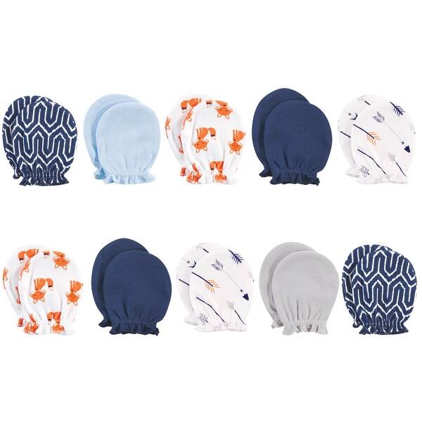 slide 1 of 1, Hudson Baby Infant Boy Cotton Scratch Mittens, Foxes, 0-6 Months - Foxes 0-6 Months - Foxes