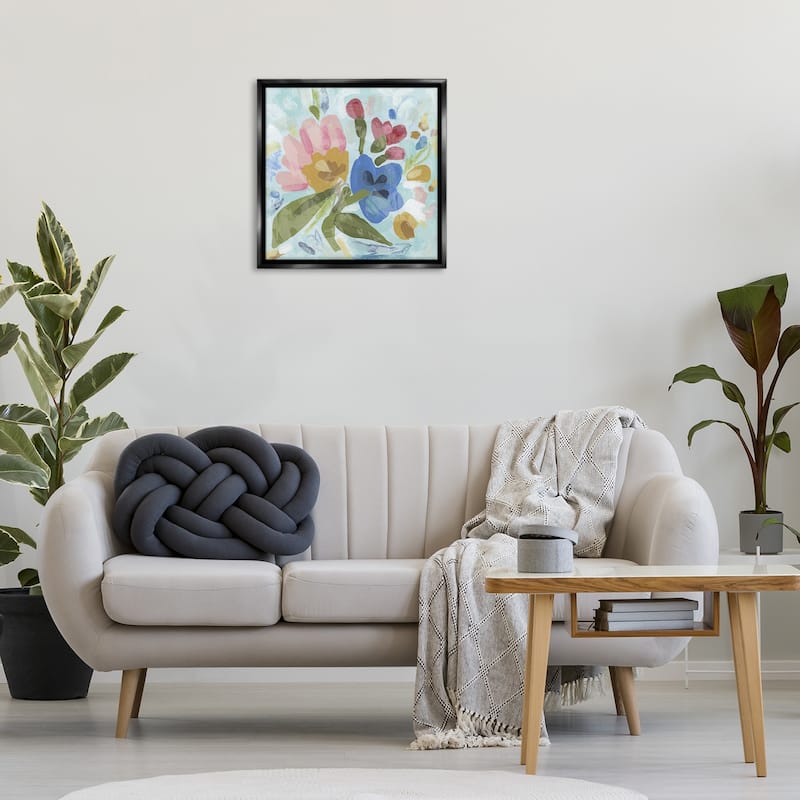 Stupell Stylish Pop Flowers Framed Floater Canvas Wall Art Design By June Erica Vess