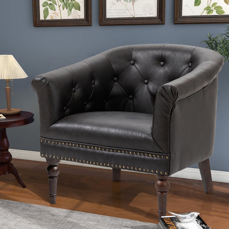 Modern PU Leather Armchair Tufted Accent Chair