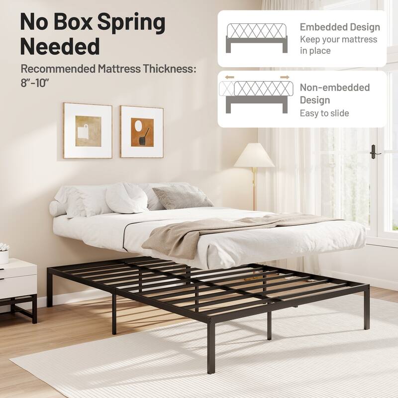Gymax Full Size Metal Bed Frame Heavy Duty Support Slats Mattress