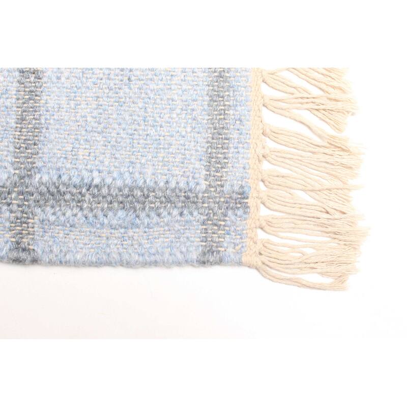 ECARPETGALLERY Flat-Weave Ankara FW Slate Blue Wool Kilim - 5'1 x 7'10