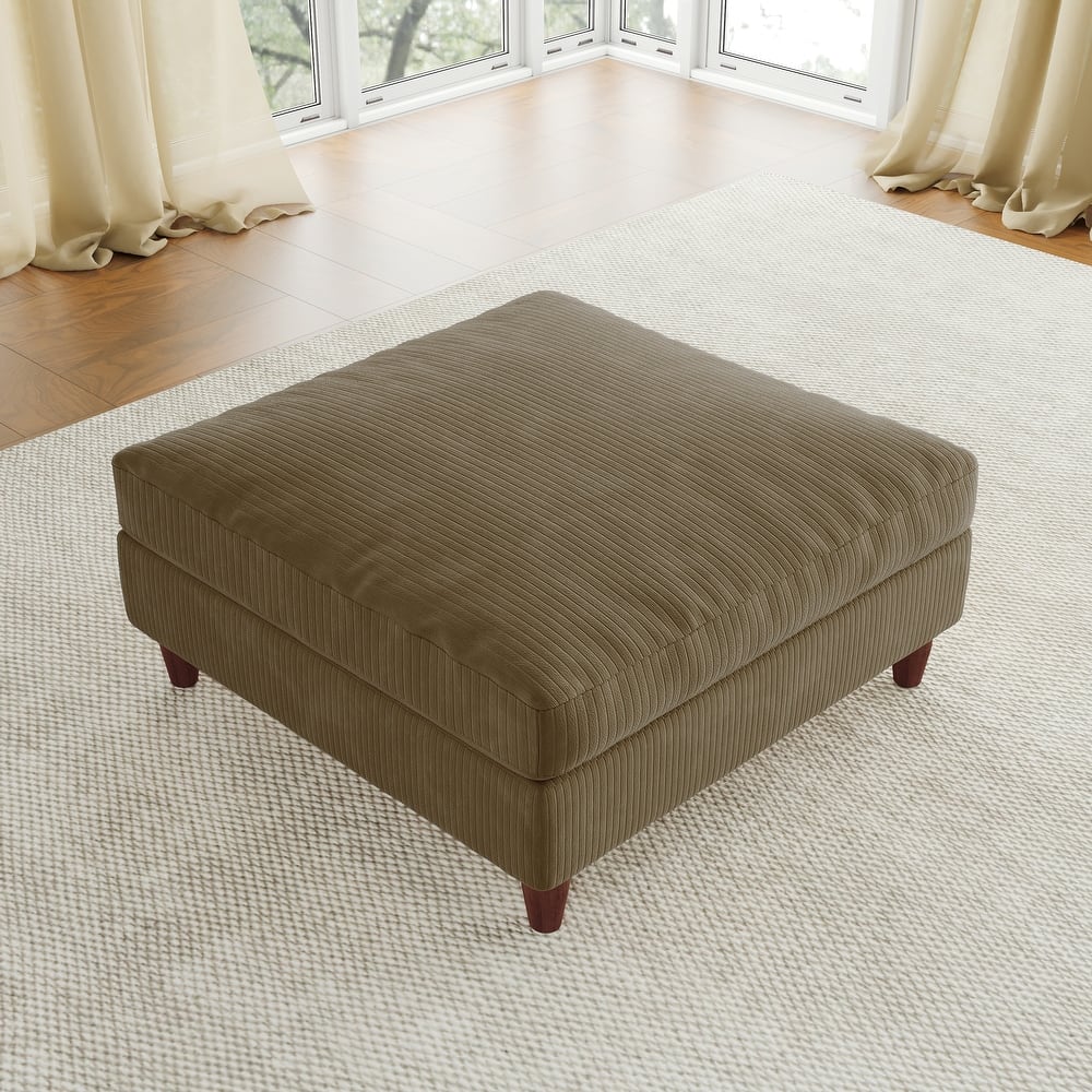 38.13" Wide Square Corduroy Ottoman