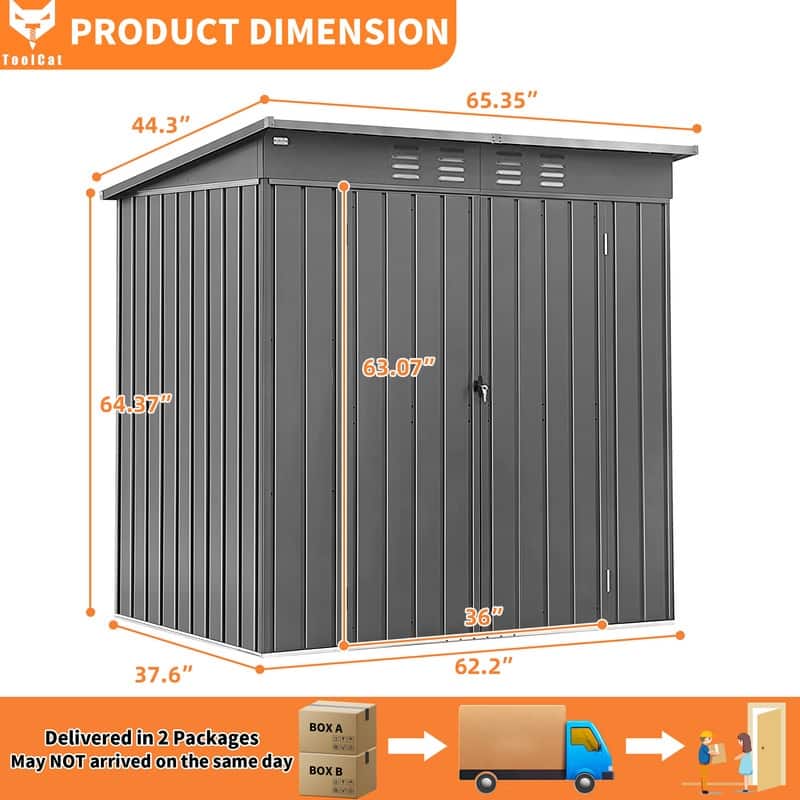 CUSchoice 5x3ft Black Metal Storage Shed