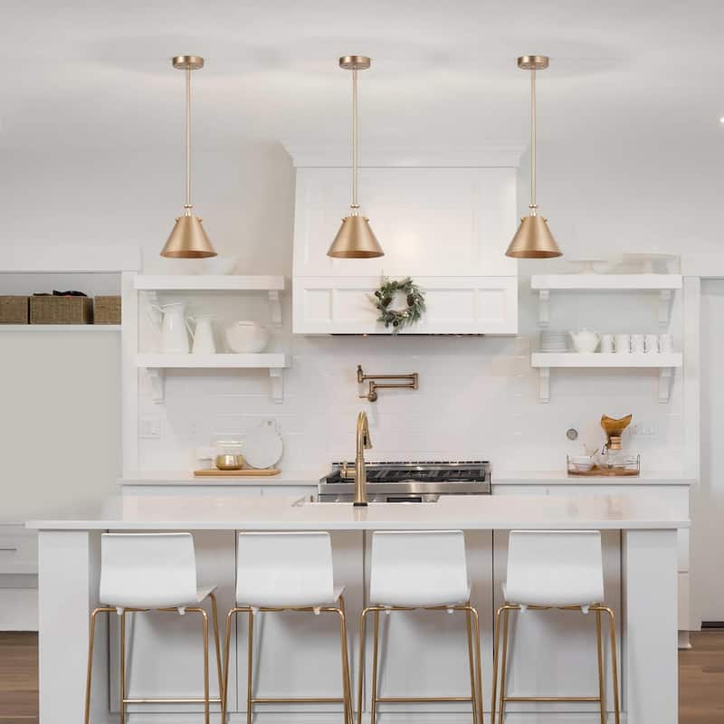 Modern Gold 1-Light Cone Pendant Light for Kitchen Island Dining Room - D8"x H 7"