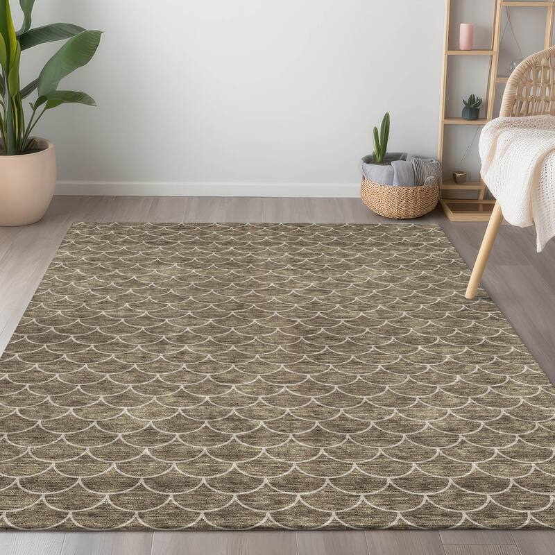 Machine Washable Indoor/ Outdoor Chantille Modern Geo Rug