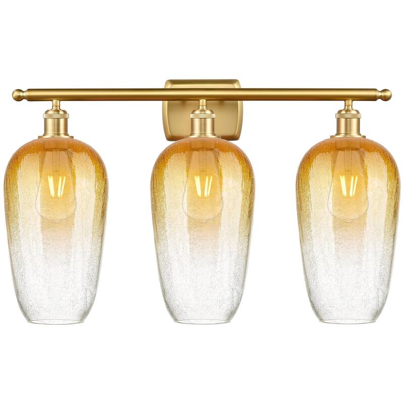 Innovations Lighting 516-3W-16-27 Brookhaven Flute Vanity Brookhaven - Satin Gold / Amber