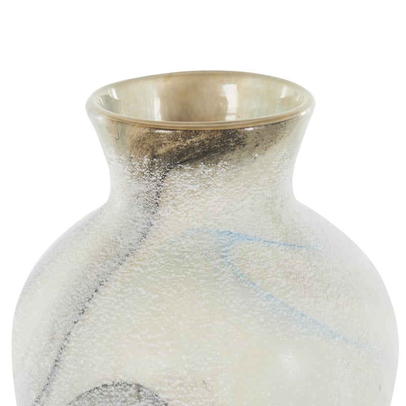 Glass Distressed Decorative Vase with Blue and Tan Texturing - Cream - Roche River Decor
