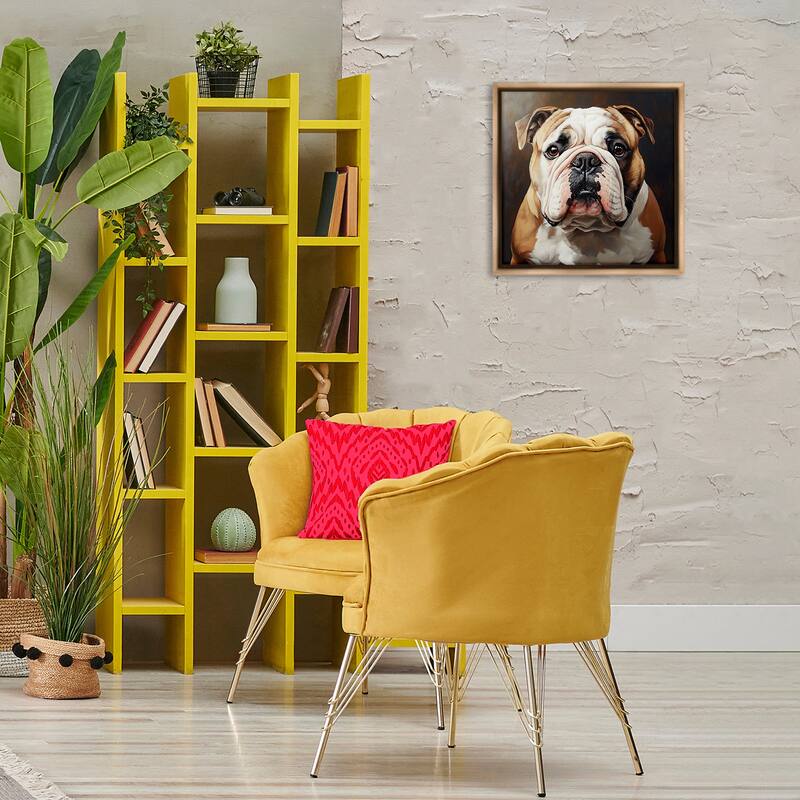 Stupell Stoic Bulldog Portrait Framed Floater Canvas Wall Art Design By Tom Crehan