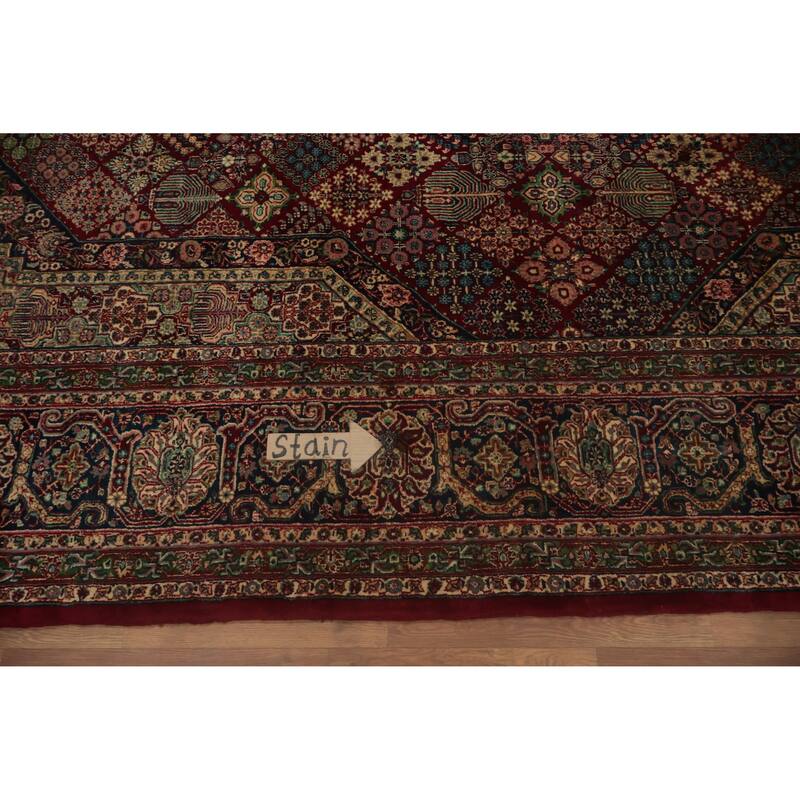Hand Knotted Oriental 100% Wool Carpet Traditional Floral Red Isfahan Area Rug - 14' 9'' X 10' 5''
