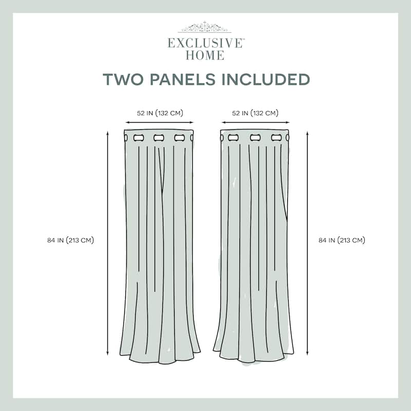 EXCLUSIVE HOME Medallion Room Darkening Blackout Grommet Top Curtain Panel Pair