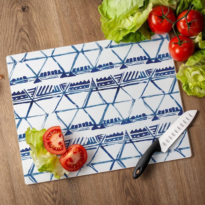 Open Triangles 3mm Heat Tolerant Tempered Glass Cutting Board 15” x 12” Manufactured in the USA Dishwasher Safe