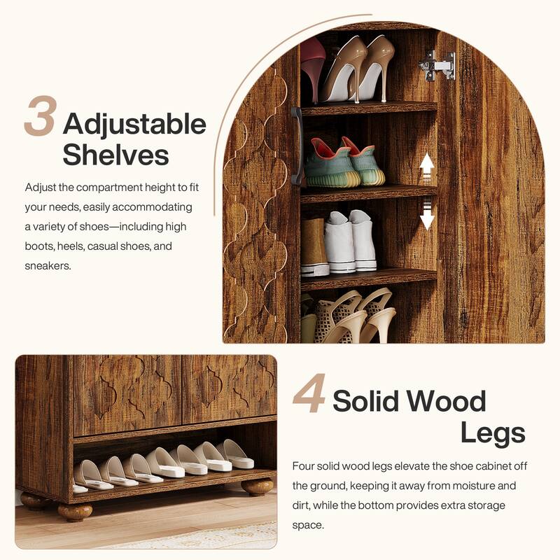 7-Tier Shoe Storage Cabinet with Doors for Entryway, Holds up 28 Pairs - 13.77"D x 31.5"W x 41.34"H