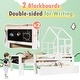 preview thumbnail 6 of 11, Full Size House Bed with Ladder and Storage Drawers for Kid Bedroom,Solid Wood Platfrom Bedframe with 2 Blackboard Design