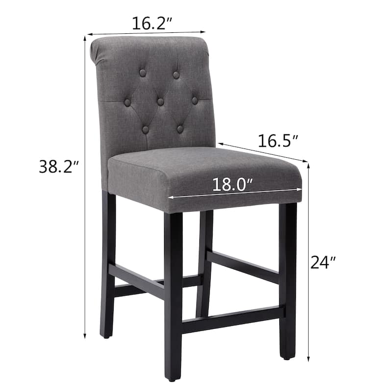 24 Inches Bar Stools Set of 2 Upholstered Counter height Bar Stools - N/A
