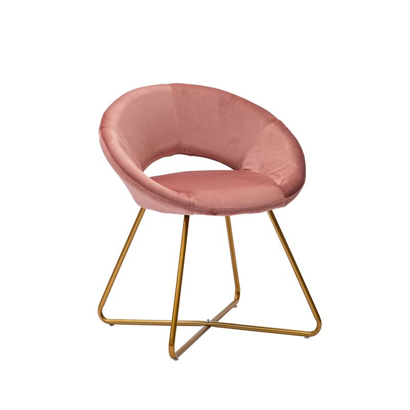 Porthos Home Reine Leisure Accent Chair, Velvet Upholstery, Gold Legs - Rose