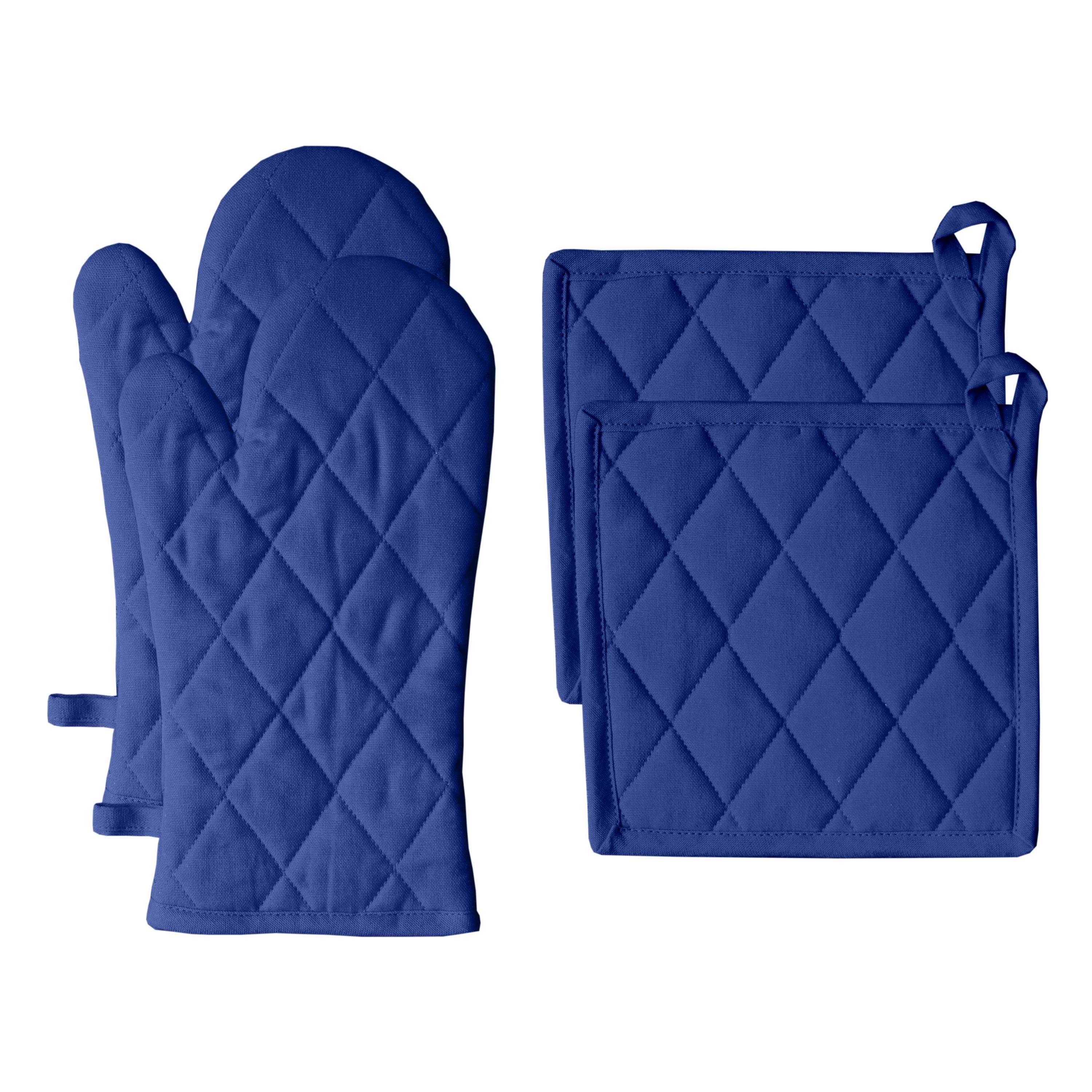 3 Pc~ NAVY BLUE Pot Holders And Oven Mitt Free Shipping