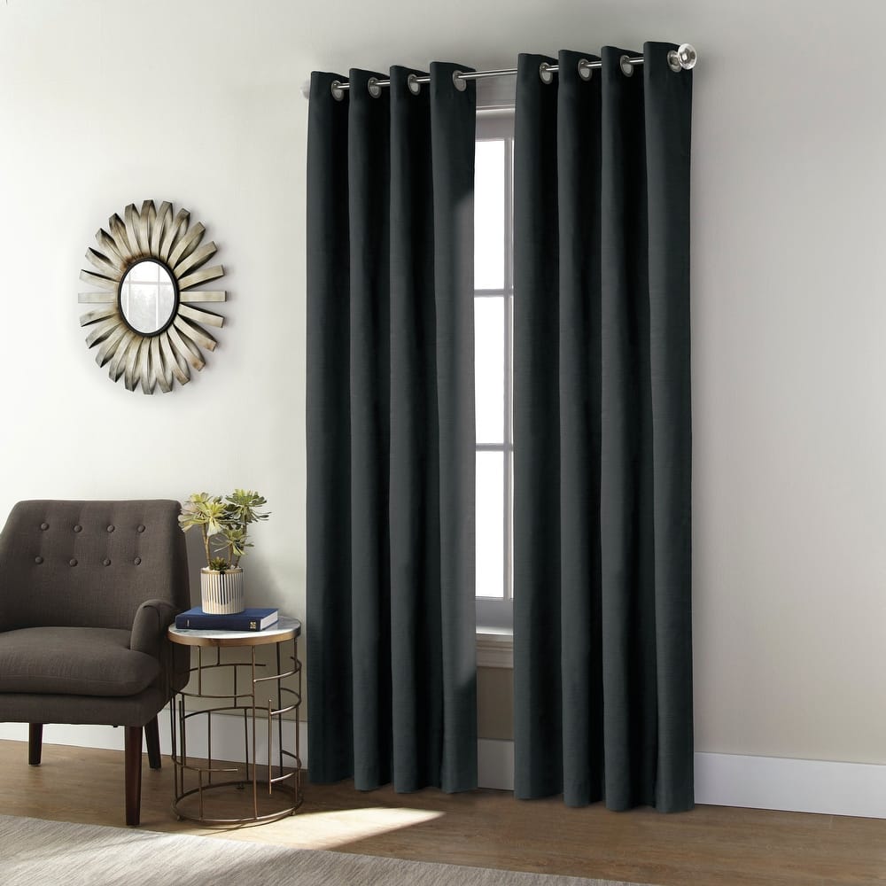 ThermaPlus Shadow Total Blackout Textured Curtain Panel