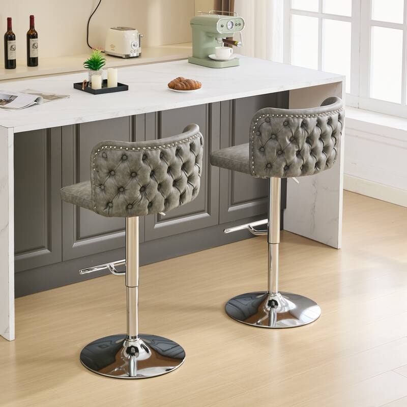 Swivel Barstools Adjusatble Seat Height With Chrome Base